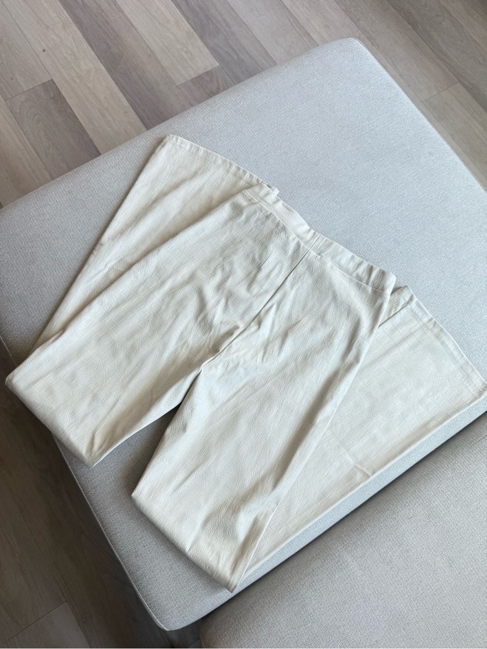 NWOT Collusion beige faux leather flare pants